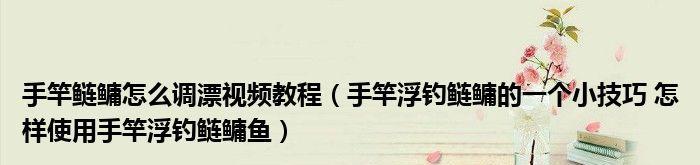 运河钓鱼调漂技巧与方法（掌握正确调漂技巧）